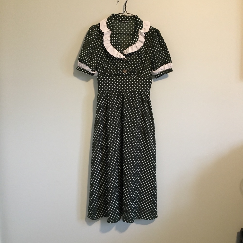 SHEIN Polka Dot Dress Green XS